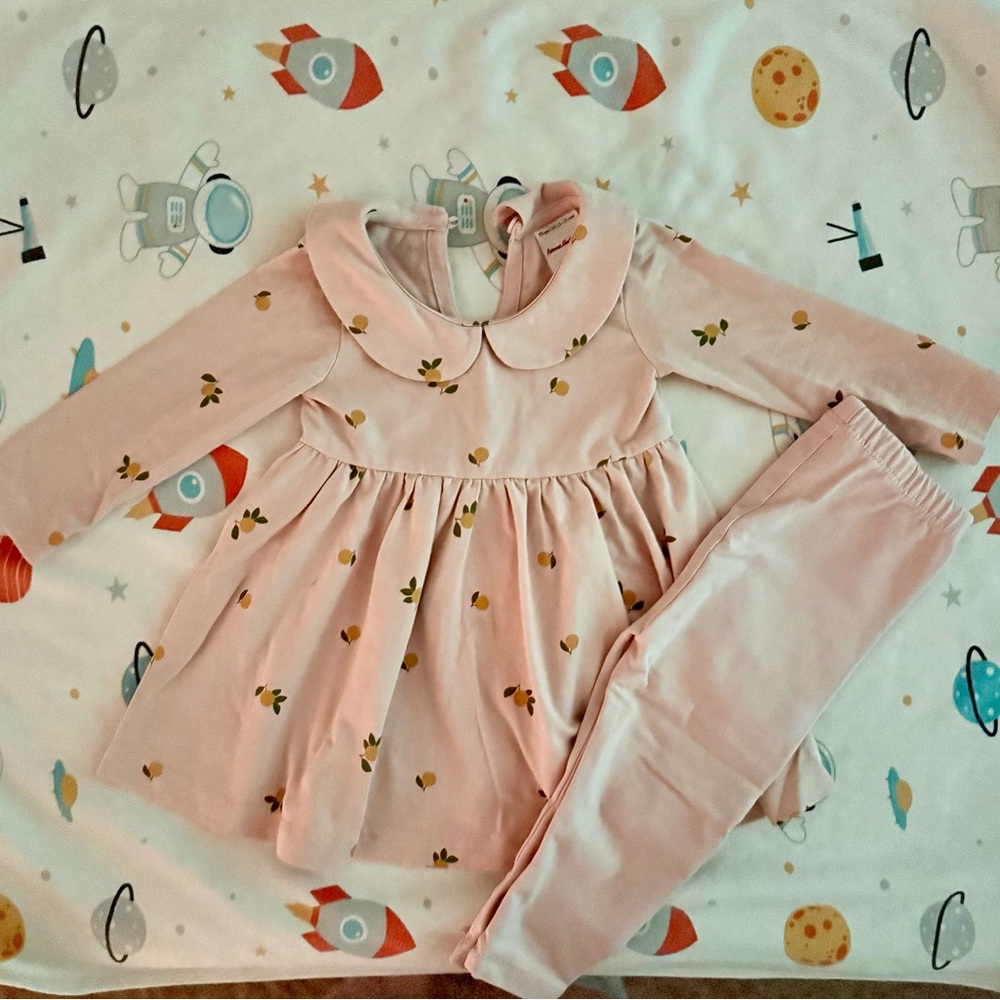 Hanna Andersson Light Pink Dress with Lemon Print